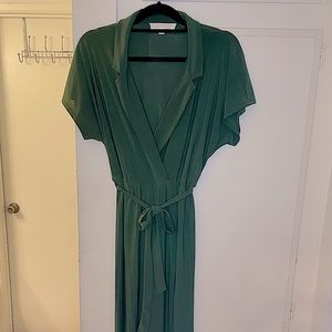 Olive green full length wide legged jumpsuit